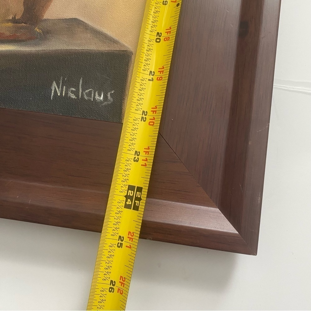Painting Of Vase Urn With Wheat Grass Cattails Browns Neutral Framed Signed - Picture 7 of 9